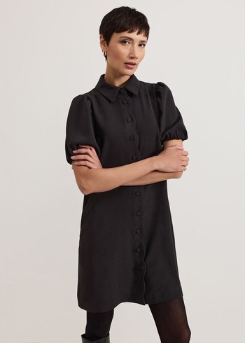 Phase Eight Candice Scallop Dress Black Canada | MXVAIU-258